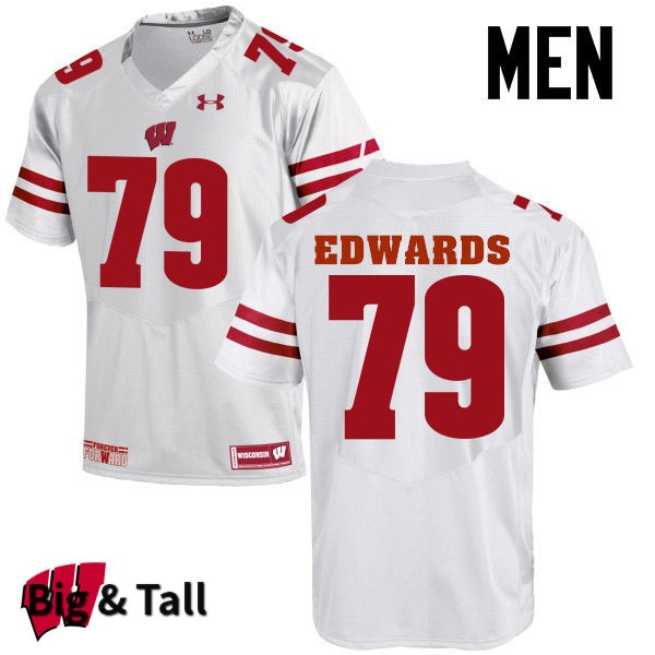 Wisconsin Badgers Men's #79 David Edwards NCAA Under Armour Authentic White Big & Tall College Stitched Football Jersey GH40G54MQ